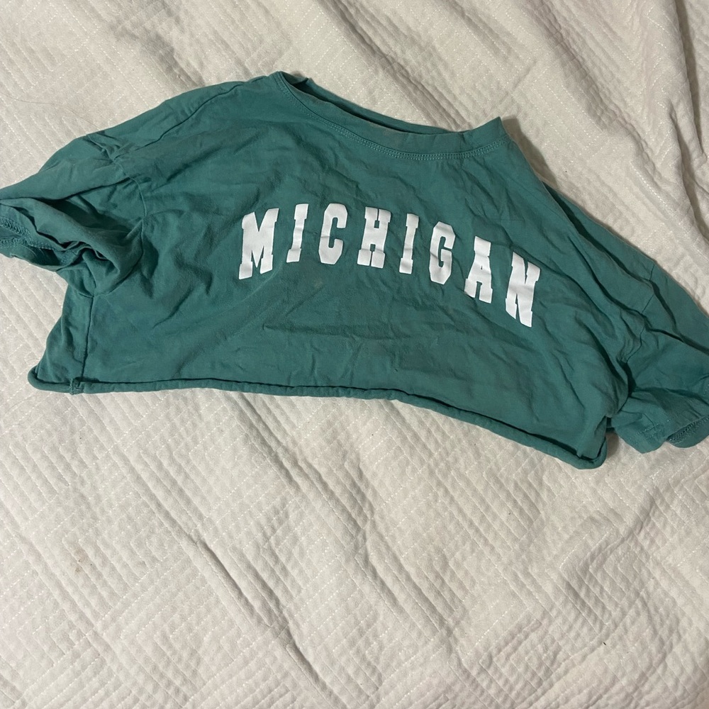 Michigan Teal Crop Top, Size Medium